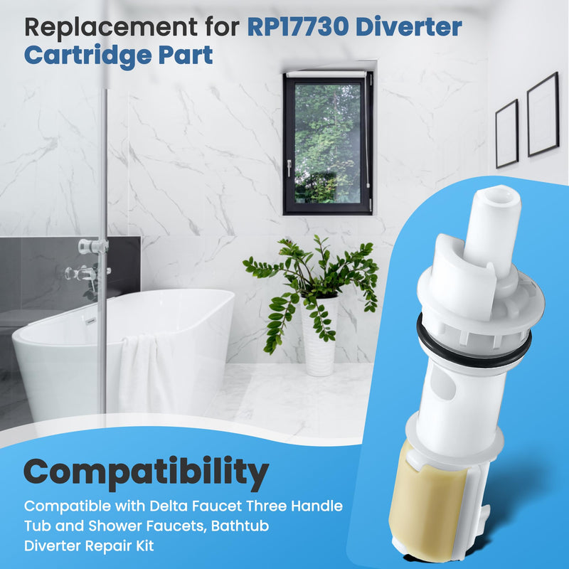 Enhon Shower Diverter Assembly, Compatible with Delta Faucet RP17730 Diverter Cartridge Replacement, for Use for 3 Handle Tub and Shower Faucets, Bathtub Diverter Repair Kit, with an Oval End