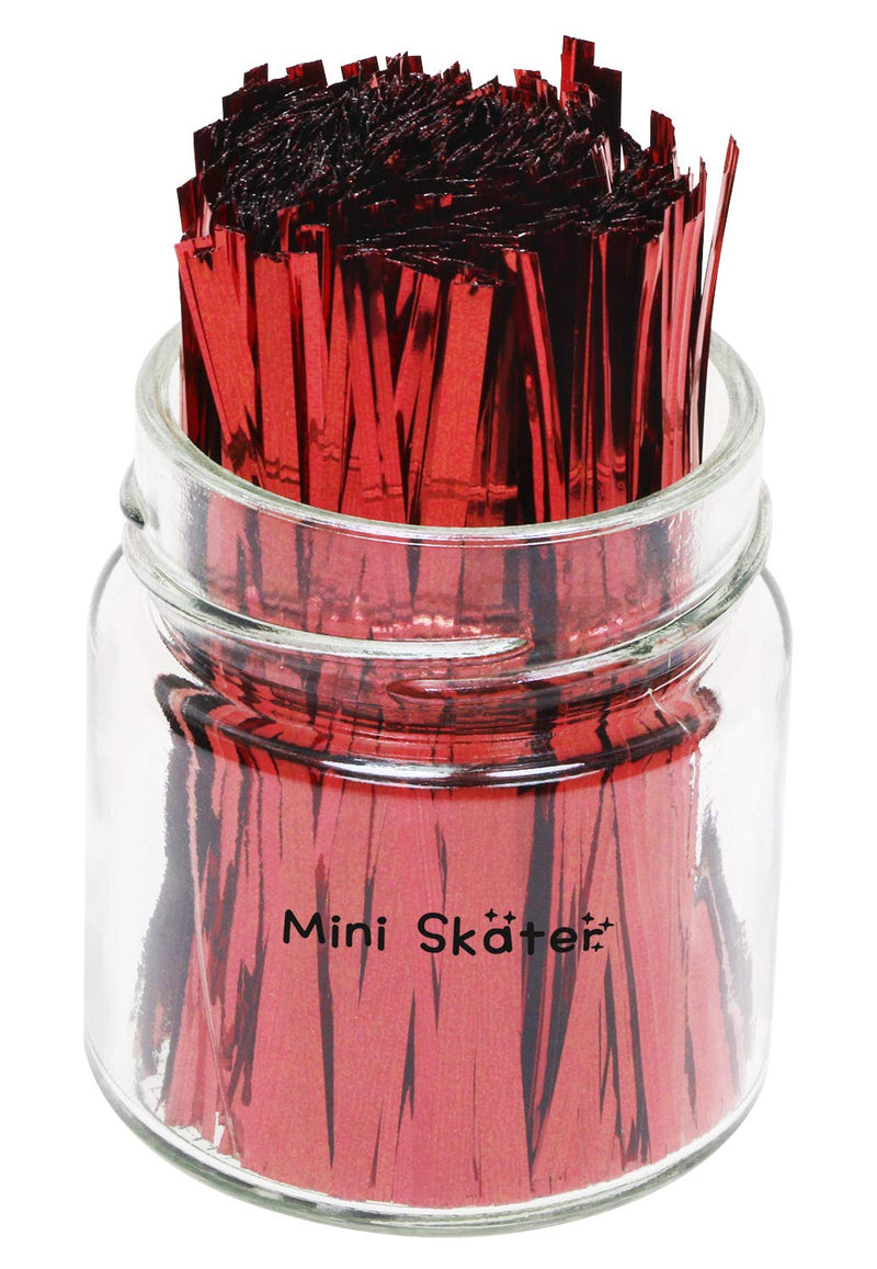 Mini Skater 800pcs 4" Metallic Twist Ties - 7 Colors(Red) Red