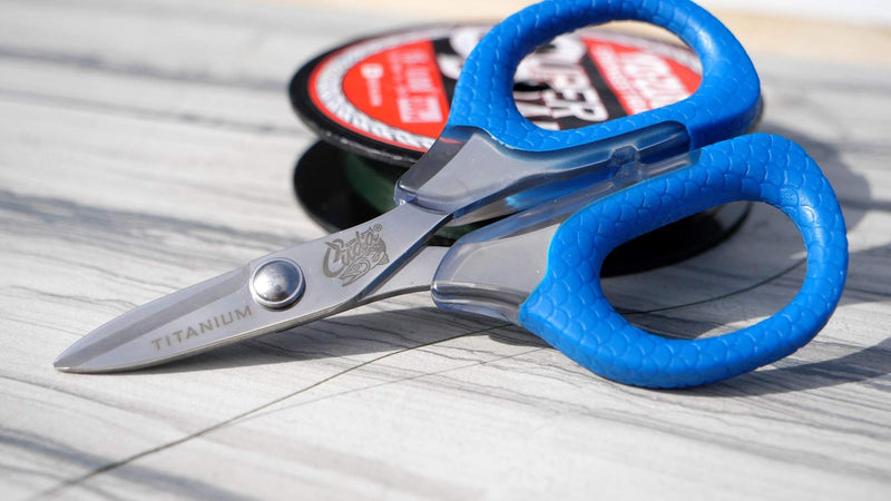 CUDA 5.5" Large Braid Shear | Durable Fishing Braid, Mono & Fluorocarbon Cutter for Saltwater & Freshwater with Dual Serrated Blades & Oversized Non-Slip Comfort Bows