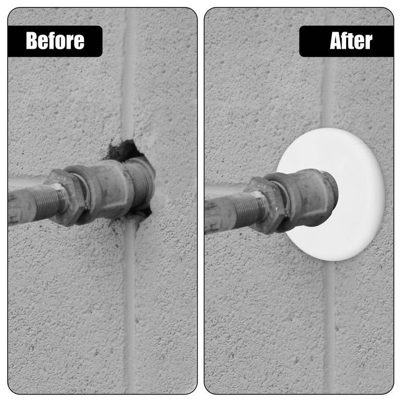 2pcs Round Wall Split Flange, 29mm Buckle Design Plumbing Cover Plates Self-Adhesive Faucet Escutcheon Plate ABS Pipe Flange Cover for Faucet Bathroom Kitchen Toilet (White)