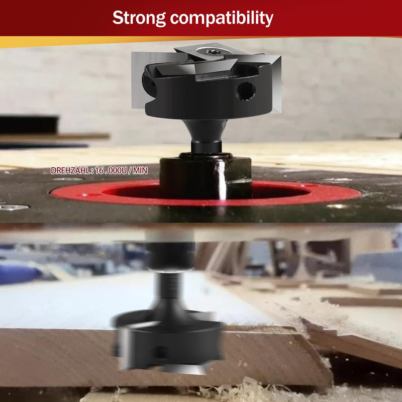 CNC Spoilboard Surfacing Router Bits 1/4'' Shank Wood Planer Bit Surfacing Bit with 2+2 Indexable Inserts, Carbide Milling Cutter Slab Flattening Planning Bit for Woodworking Engraving