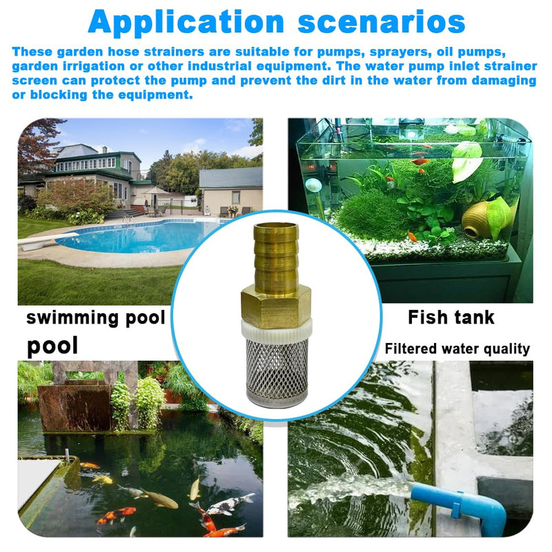 Stainless Steel Filter Copper Tube Joint 16mm Diameter Hose Connection, Garden, Swimming Pool, Fish Tank Hose Filter, Suction Strainers Used to Remove Debris and Reduce Solid Entry(16mm) Diameter 16MM