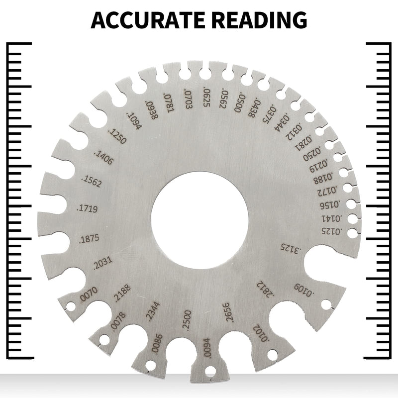 Metal Sheet Thickness Gauge & Dual-Sided Round Metal Sheet Gauge - Wire Gauge Measurement Tool Stainless Steel Welding Gage Material Wire Thickness Gage (Set of 3)