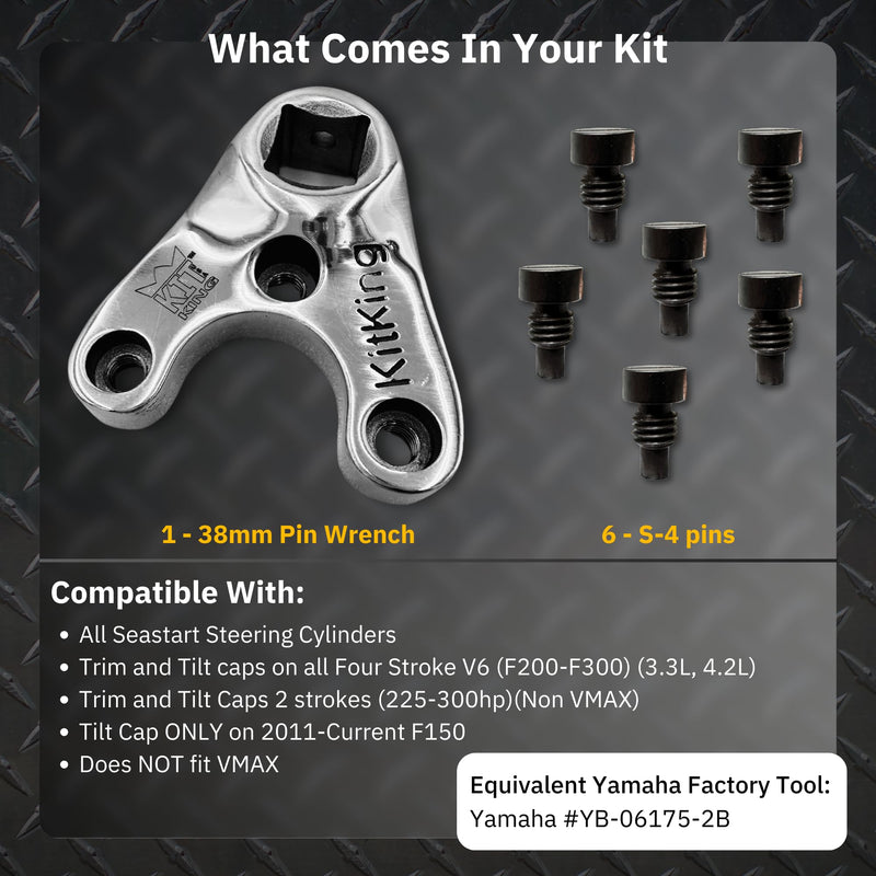 Trim Tilt Pin Wrench Tool MTOOO4 - Fits All Seastar Steering Cylinders, Trim/Tilt Caps 2011 to Current F150, Four Stroke Yamaha V6 & Non VMAX 2 Strokes