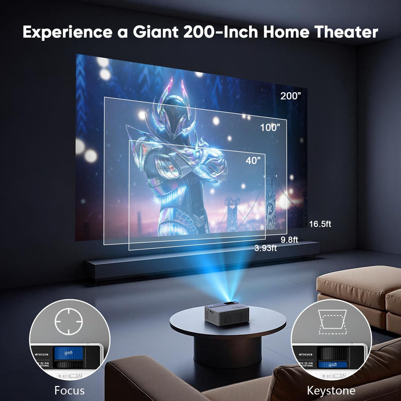 TMY 1080P Full HD Portable Mini Projector, Upgraded Bluetooth Movie Projector with Screen, Compatible with TV Stick Smartphone/HDMI/USB, Indoor & Outdoor Use no Apps