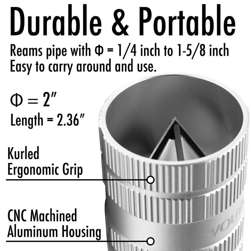 Deburring Tool for Copper Pipe, PVC Tubing, 1/4” to 1-5/8" All-metal Inner Outer Pipe Reamer, Copper Pipe Cleaner, Tube Chamfering Plumber Tool