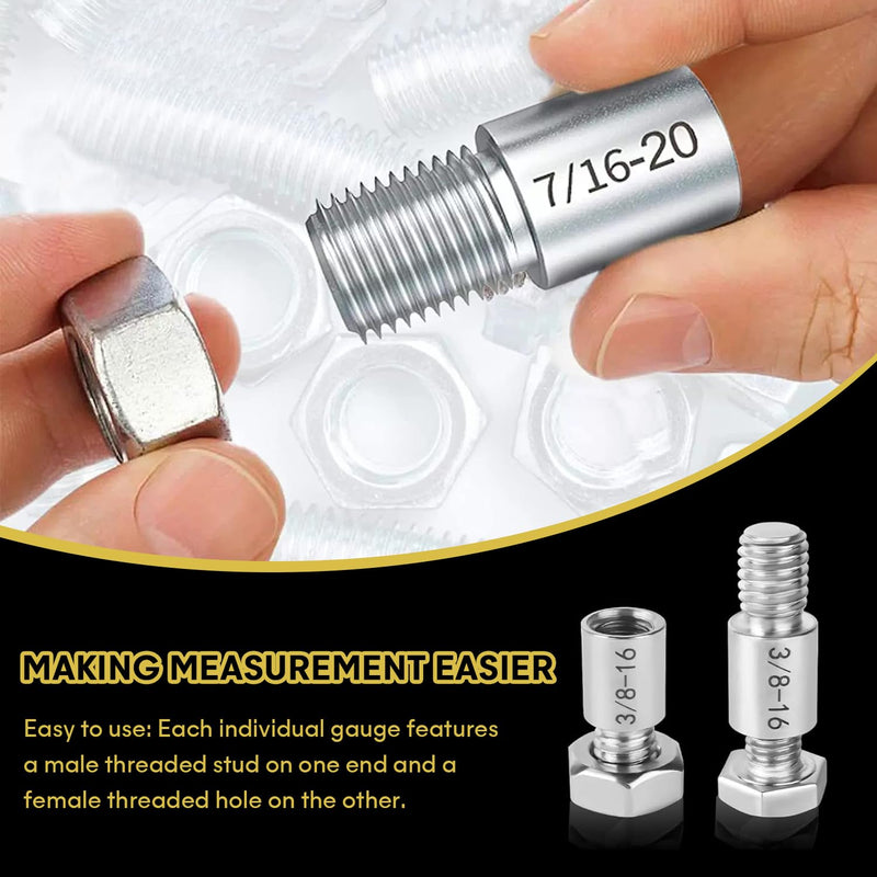 Nut and Bolt Thread Checker, 26 Male/Female Gauges - 14 Inch & 12 Metric, Thread Checker Standard and Metric, Bolt Size and Thread Checker (26-Piece) (26 Gauges - 14 Inch & 12 Metric) 26 Gauges - 14 Inch & 12 Metric