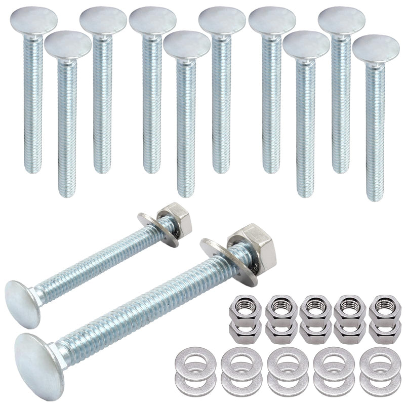 Luomorgo 12 Sets 1/4"-20 x 2 1/2 in. Carriage Bolts, Round Head Square Neck Fully Threaded Screws, Galvanized Steel Carriage Bolts with Hex Nuts, Flat Washers 1/4"-20 x 2 1/2 in. - NewNest Australia
