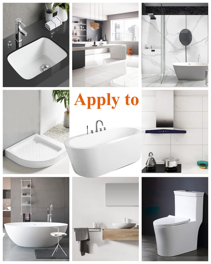 Bath Repair Kit White, Endhokn Enamel, Porcelain, Acrylic, Fiberglass, Ceramic Sink, Tub Tile Toilet Shower Kit & Tray & Chip & Pedestal Crack Hole Scratches Repair