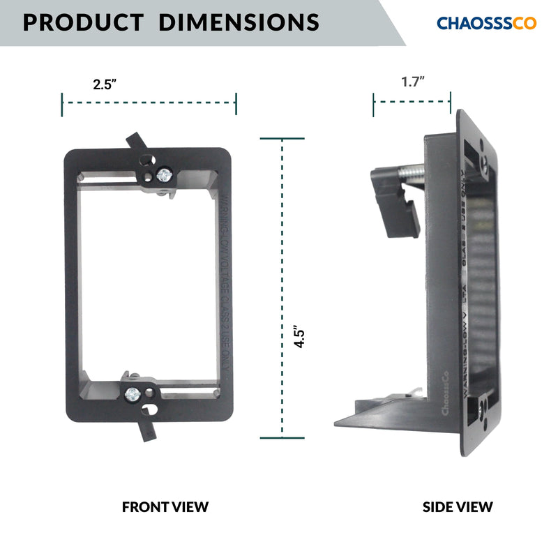 Single 1 Gang Low Voltage Mounting Bracket Box Multi-Purpose Drywall Wall Plate (2 Pack, Black) 2 1-Gang (Black)