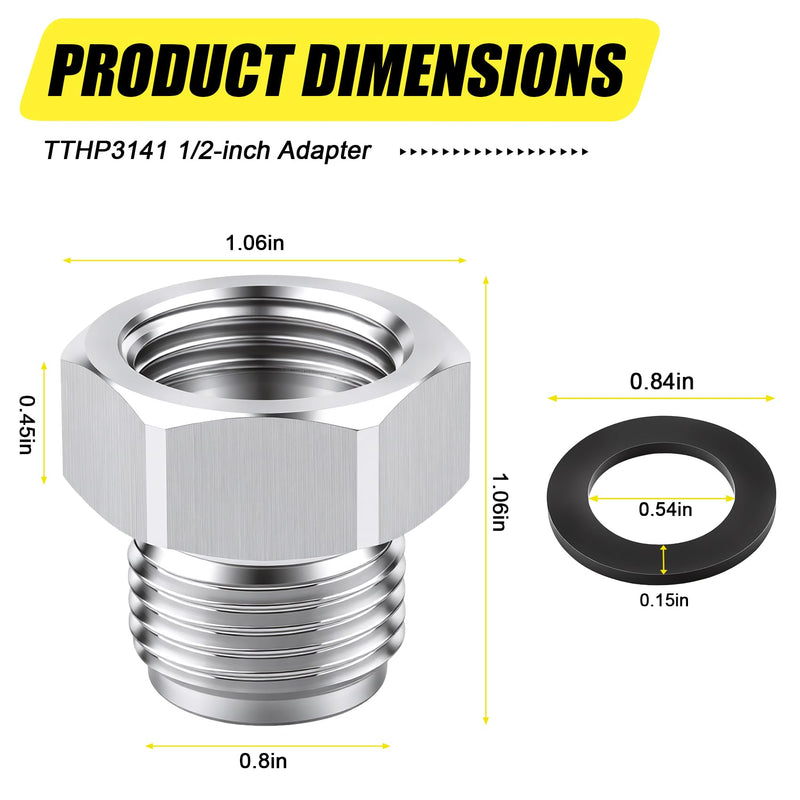 TTHP3141 1/2" Adapter compatible with Toto Washlet C5,SW583,S350E,K300,550e,SW3345,SW3036 and others, Universal Skirted Toilet (2-PACK) 2-PACK