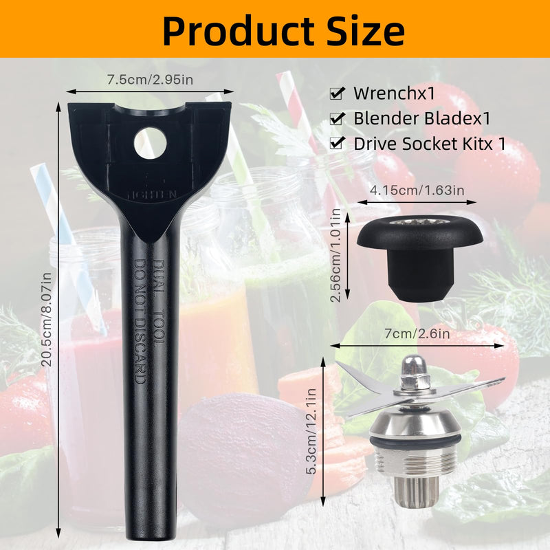 Blade Replacement Parts for Vitamix - Blender Wet Blade Assembly with Wrench and Drive Socket, Compatible with Vitamix 64oz and 32oz Containers,Durable Construction