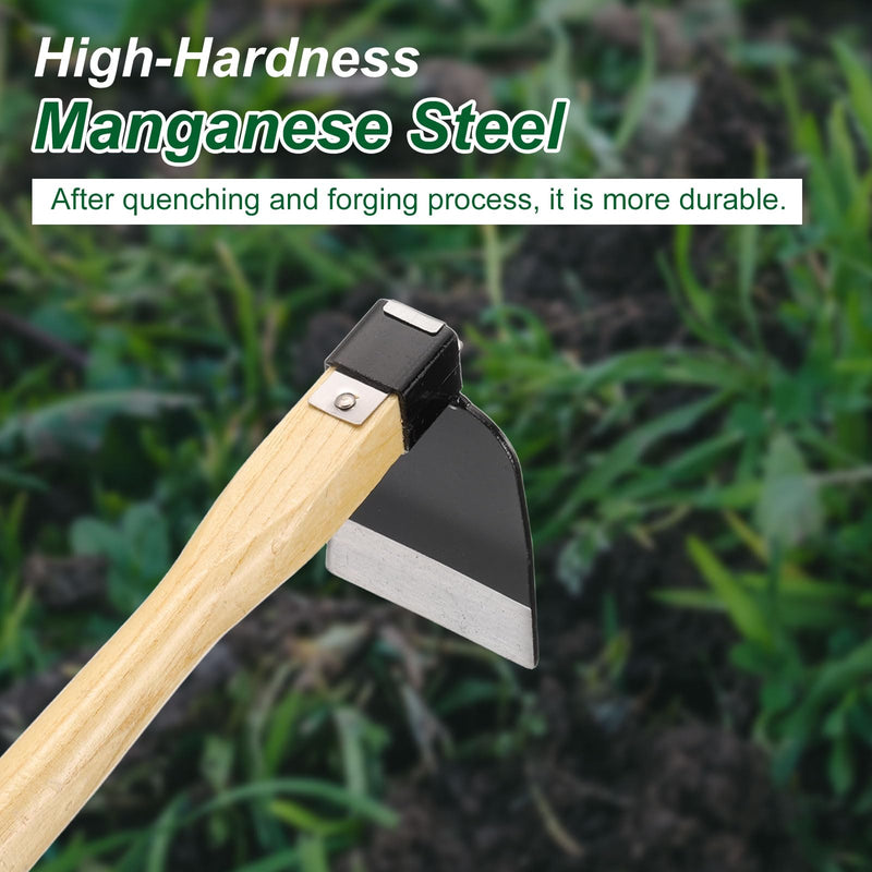 HARFINGTON Garden Hoe 15" x 3.94" Steel Hoe Garden Tool Anti-Rust with Non-Slip Wooden Handle Edger Weeder Shovel for Backyard Loosening Farm Planting Weeding 15" x 3.94"