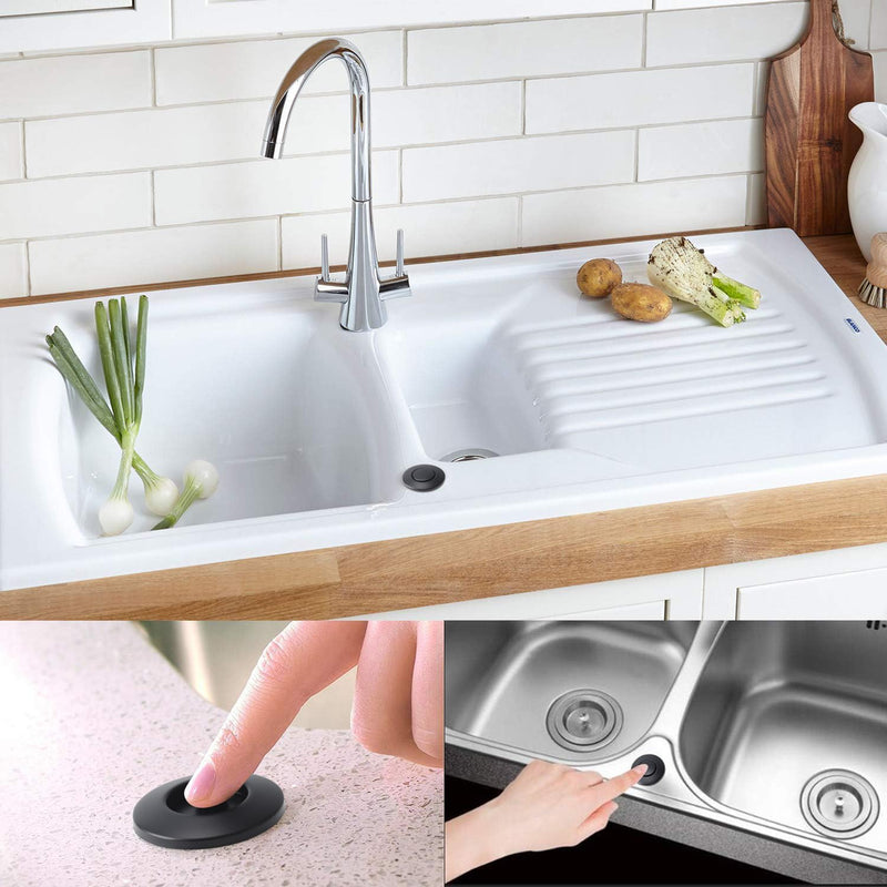Garbage Disposal Air Switch Kit Dual Outlet Sink Top Waste Disposal Stainless Steel Black On/Off Air Button Food and Waste Disposals Part by Etoolcity Dual Outlet Short/2''