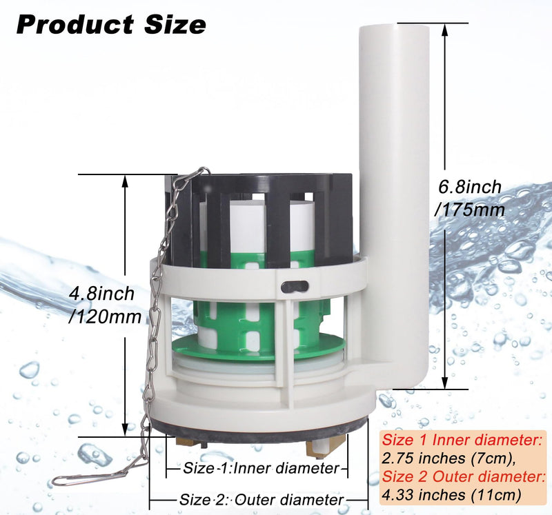 Toilet Flush Valve for 3 Inch Flush Hole, One Piece Toilet Flusher Replacement Kit Toilet Tank Valve Fit for TOTO Toilet Tank Parts For One Piece Toilet