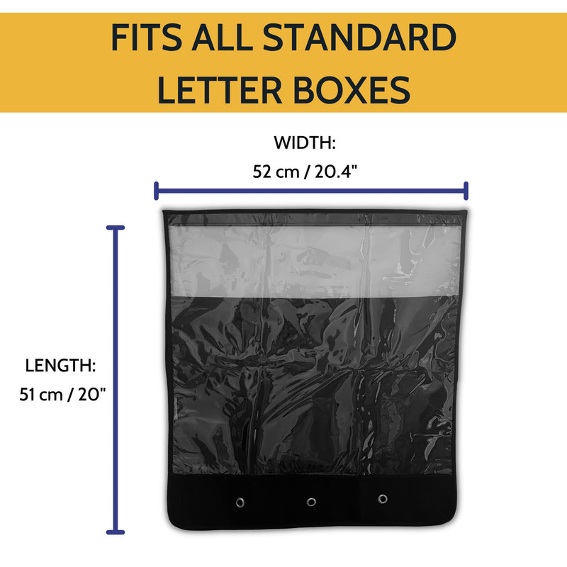 Slimline Mail Slot Catcher, Post Letter Box Cage Ideal for UPVC, Glass, Wood and Metal Doors. Strong Adhesive Letters, Small Packages, Magazines. No Screws or Tools Required Black Transparent