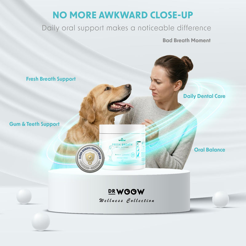 Fresh Breath Dental Chews for Dogs (120 Soft Chews) – Oral Care & Bad Breath Support – Turkey Tail Mushroom, Parsley & Kelp – Daily Teeth & Gum Support – Made in USA – Dr. Woow Fresh Breath Dental
