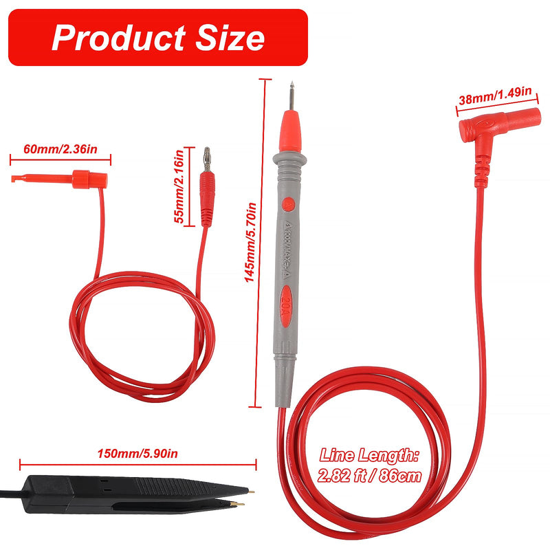 Electrical Multimeter Test Leads Set, Professional Test Leads Set with Alligator Clips, Test Hook, Test Probes Lead kitfor Digital Electrical Testing