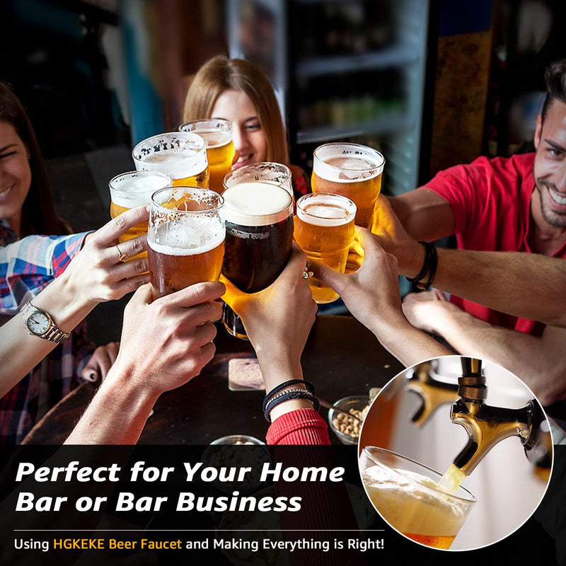 Beer Faucet Beer Tap for Kegs Kegerator Draft Beer Tower, Classic & Standard American Beer Faucet with Beer Tap Plug (Stainless Steel Core & Brass Body) Chrome Stainless Steel Core & Brass Body