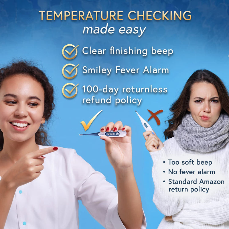 iProven Oral Thermometer, Measures in 10 seconds with flexible tip and fever alarm, Digital Medical Thermometer for adults, kids and toddlers - DTR-1221A 1