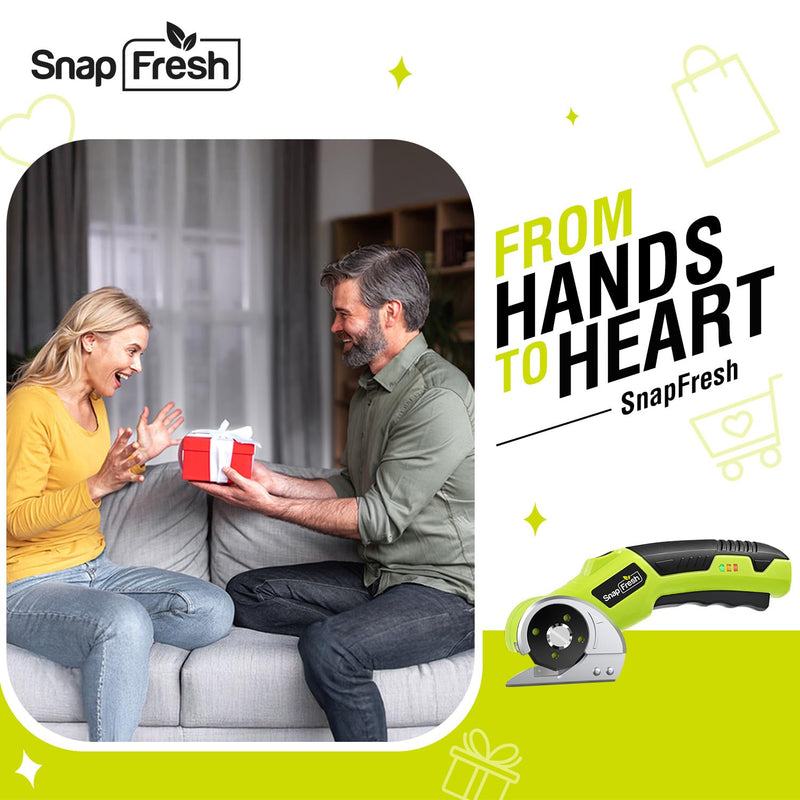 SnapFresh 4V Cordless Electric Scissors, 2.0Ah Battery, LED, 2 Blades