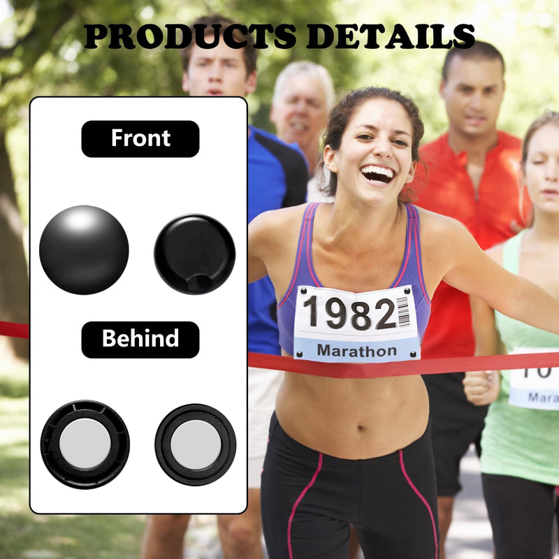 12Pcs Marathon Running Bib Clips Number Holder Race Bib Fixing Fastener Clip Magnets Number Buckle Field Securing Running Gear White Black Green for Triathlon Cycling Runners Field Supplies