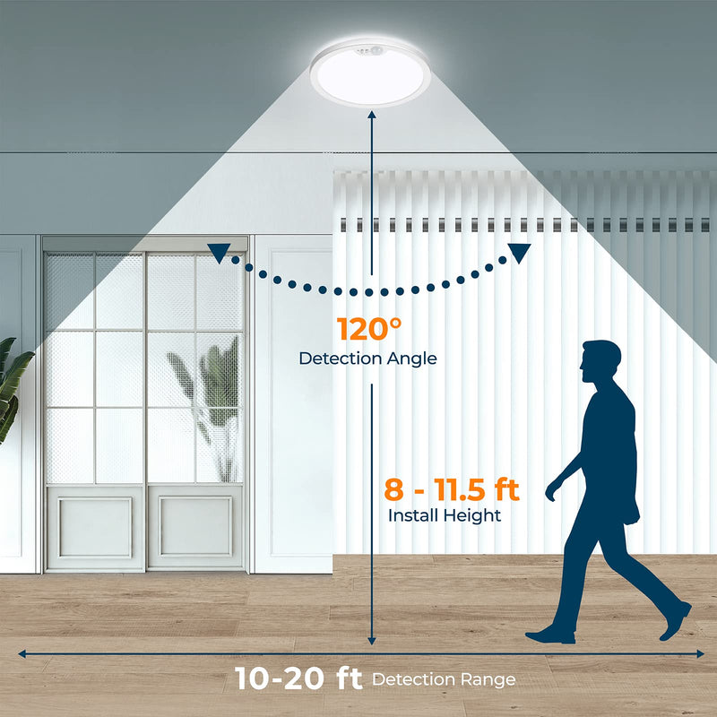 BLNAN Motion Sensor Ceiling Light Wired, 12 Inch 3000K 4000K 5000K Selectable LED Flush Mount Light Fixture, Motion Activated Light with Timer for Hallway Stair Walk-in Closet, Non-Dimmable 12inch-1pack
