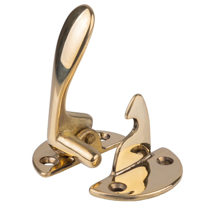 Brass Flush Right Cabinet Door Lever Latch and Catch | Antique Cabinet, Vintage Cupboard, Old Desk Reproduction Hardware | UA-116-HLPB Brass