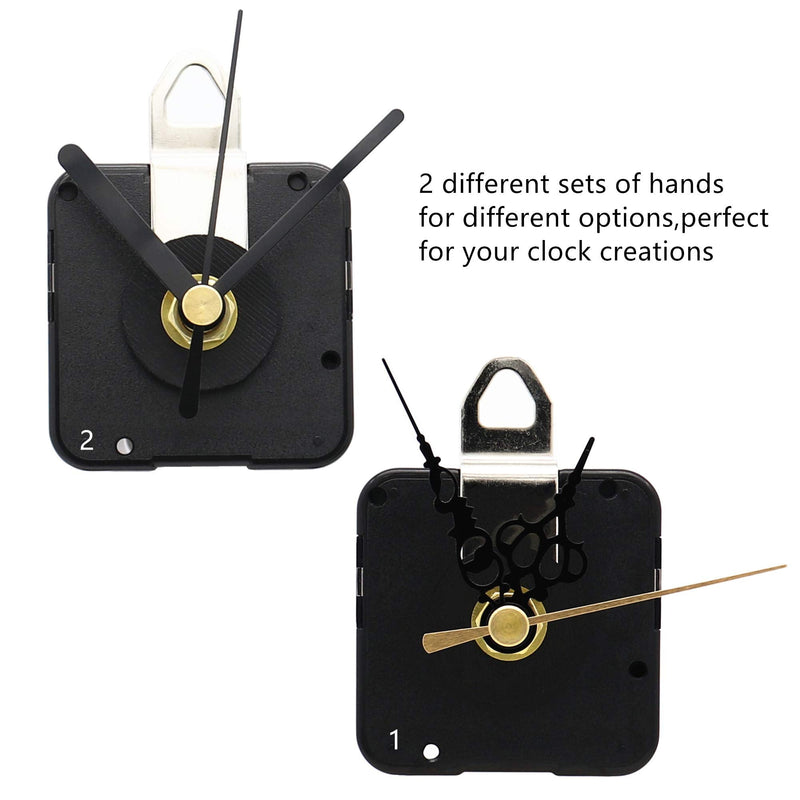 TIKROUND 12888 Sweep Silent Clock Movement Mechanism with 2 Sets Small Hands 13.5mm (17/32 inch) Shaft Length 5.5mm (7/32 inch) Thread Length. 17/32 inch total shaft length