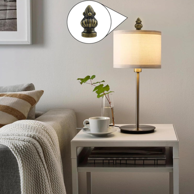 Antique Brass Lamp Finial Cap Knob Retro Lamp Finial Decoration with Dual-Thread Screw for Lamp Shade, Fit Both 3/8" and 1/4-27, 1 Pack