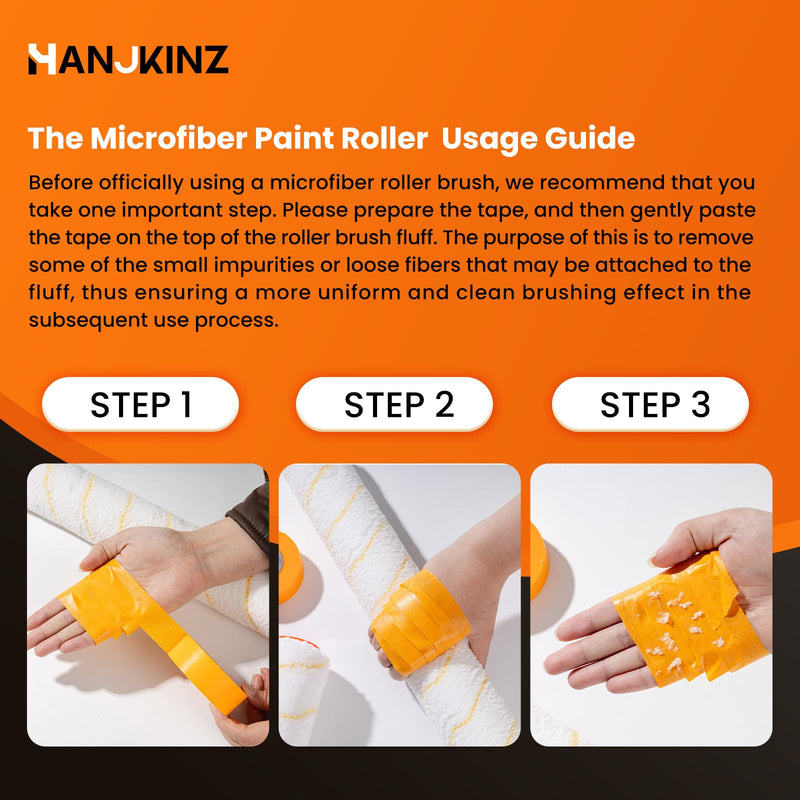 18 Inch Microfiber Paint Roller Covers, 6 Pack, 3/8" Nap 18 Inch,6 Pack