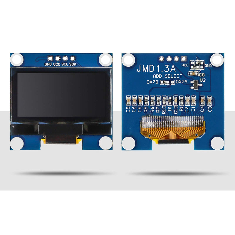 MakerFocus 2pcs 1.3 Inch I2C IIC OLED Display Module 128 x 64 Pixel SSD1306 Self-Luminous Display Board for Arduino/Raspberry Pi/ESP32 2