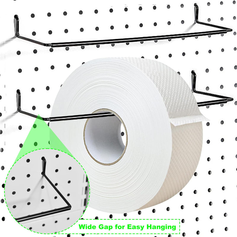 AccEncyc 4 Pack Pegboard Towel Holder Pegboard Hooks for Paper Towels, Kitchen Towels, Stickers, Tapes Great Peg Board Organizer Accessories for Workshop, Garage, Kitchen 4 Pcs