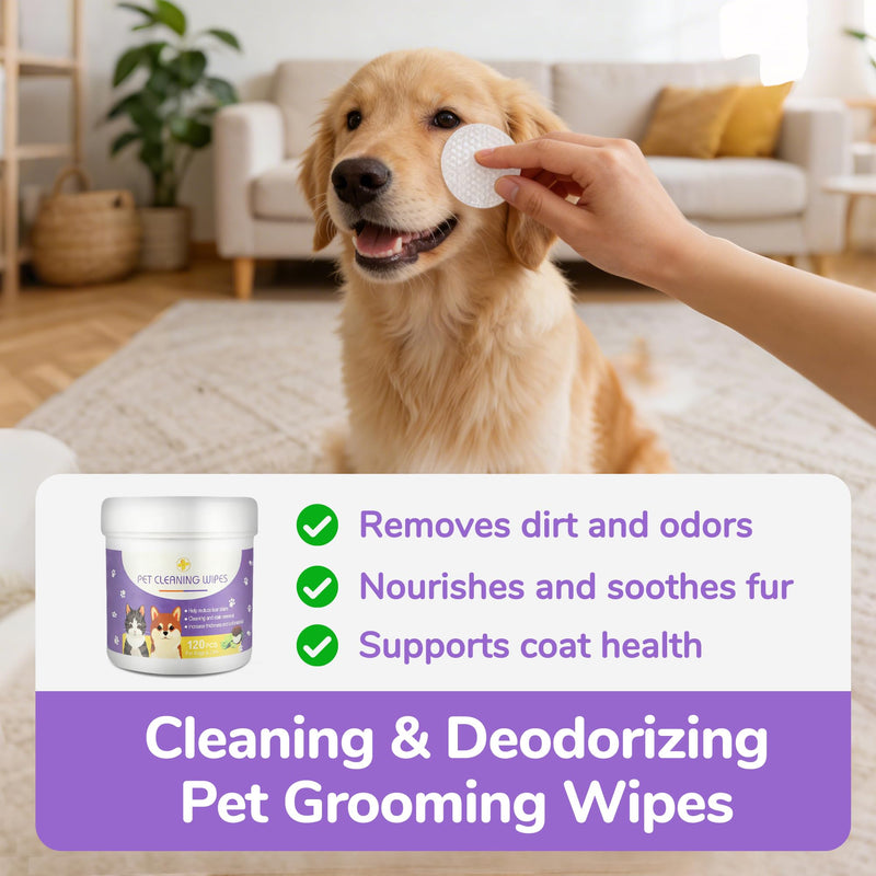 Dog Eye Wipes, 120 Count Cat Eyes Cleaning Wipes Gentle Pet Tear Stain Remover, Hypoallergenic Puppy Dogs Eye Wash Cleaner for Debris Discharge Mucus, Vet Recommended Aloe Chamomile Pets Wipe Pads