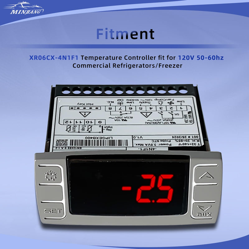 for Dixell XR06CX-4N1F1 Digital Thermostat Controller with Temperature Sensing Probe 120V 50-60Hz Temperature Controller for Refrigerators Freezer