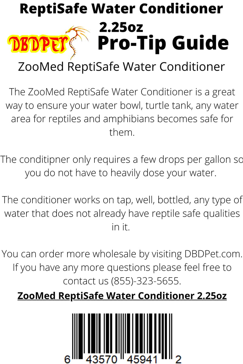 Zoomed ReptiSafe Water Conditioner for Reptiles 2.25oz - Includes Attached DBDPet Pro-Tip Guide