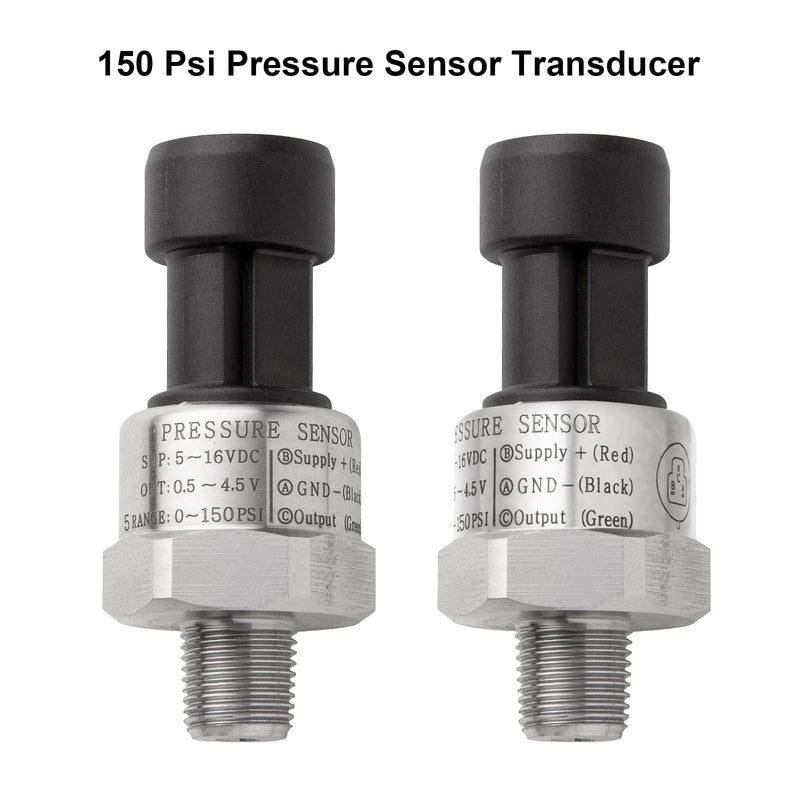 150 Psi Fuel Oil Pressure Transducer Sensor Sender 1/8" -27 NPT Thread with Harness Kit for Oil Fuel Air Water, Stainless Steel 0-150 Psi Sensor Pressure Transmitter