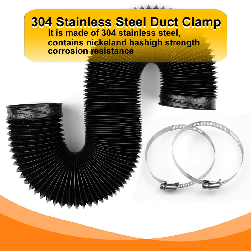 Dryer Vent Hose - 4 inch Flexible Duct, 8ft Long, Heavy-Duty Four-Layer Protection - Ideal for Heating, Cooling, Ventilation - Includes 2 Pack Clamps 4 inch 8 Feet