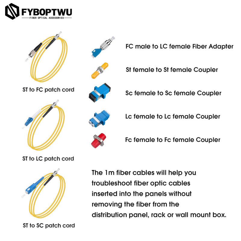 Fiber Optic Cable Troubleshoot Kit - 1pc Visual Fault Locator & 1pc FC to LC Adapter & 4pcs Couplers(LC, SC, ST, FC) & 3 Short Patch Cords (Mode Number: VFL-10)