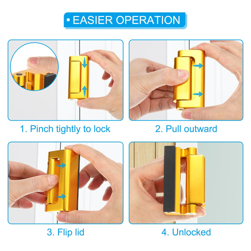 PATIKIL Home Security Door Lock, 3" Stop Door Reinforcement Lock Withstand 800 Lbs High-Security Aluminum Door Latch Stopper with Screws for Home Safety Privacy, Brown
