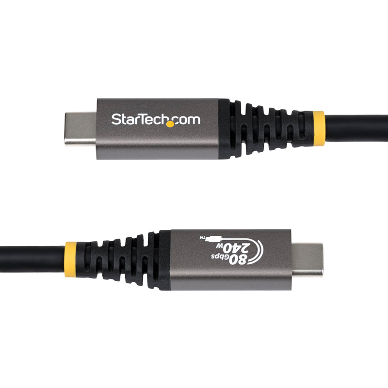 StarTech 5ft/1.5m USB-C to USB-C USB4 Cable, 80Gbps, 240W PD, 8K, Black | USB-C to USB-C, DP2.1, Thunderbolt, 240W Power Delivery, E-marker chip, RoHS-compliant TPE jacket