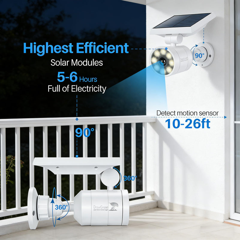 Motion Sensor Outdoor Solar Lights Waterproof Aluminum alloy(Not plastic) Solar Spot Lights, Solar Motion Detector Lights for Outside Patio Porch Wall Driveway Garden, 100-Week FREE Refund/Replacement White