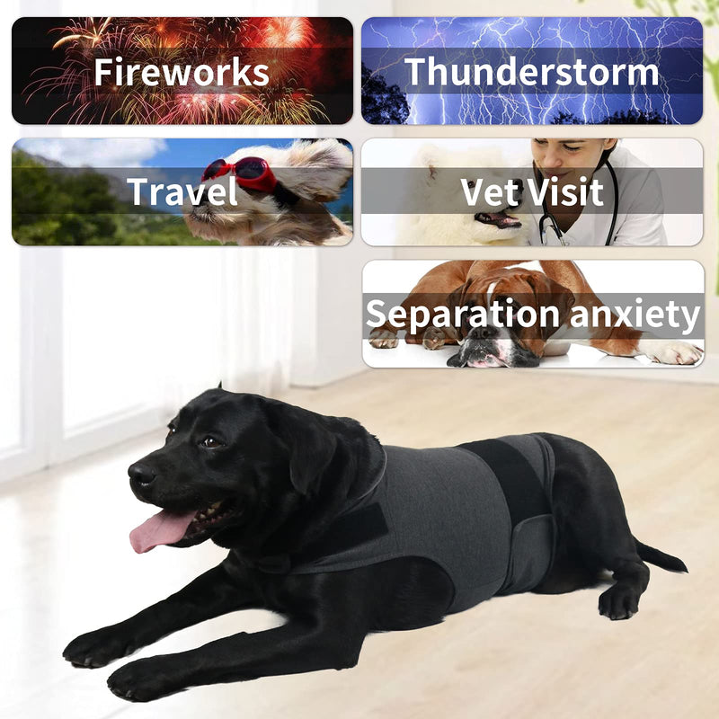 Breathable Dog Shirt for Thunderstorm, Dog Anxiety Vest Jacket Warp,Puppy Calming Coat Anxiety Relief (L, Grey) L