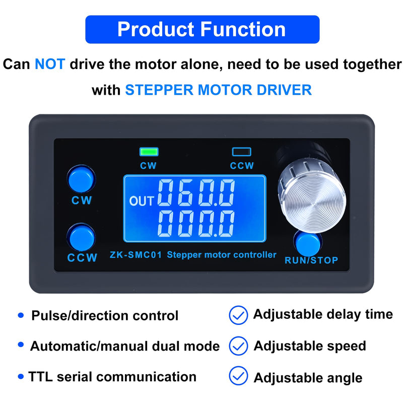 DC 5-30V CNC Stepper Motor Controller,PEMENOL 1/128 Micro-Step Resolution Forward Reverse Delay Time Angle Speed Adjustable Stepper Motor Control Module with HD Display Suit for Nema17/23 Motor