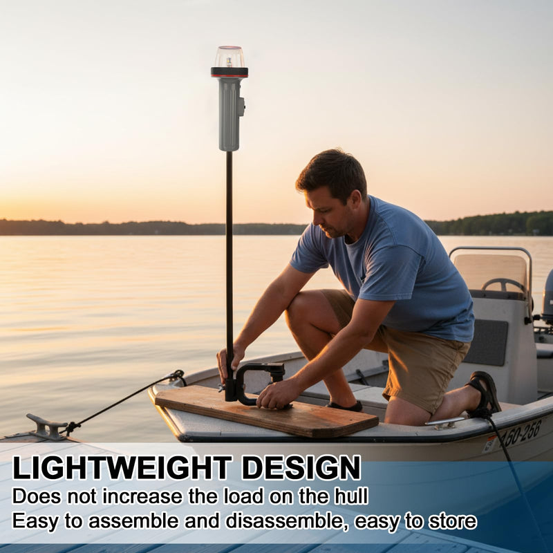 Tuanse Portable Battery-operated Boat Navigation Light, Bi-color Red/green Bow Light with Adjustable Clamp and 24" Stern Lamp, Waterproof for Small Boats, Kayaks, Canoes