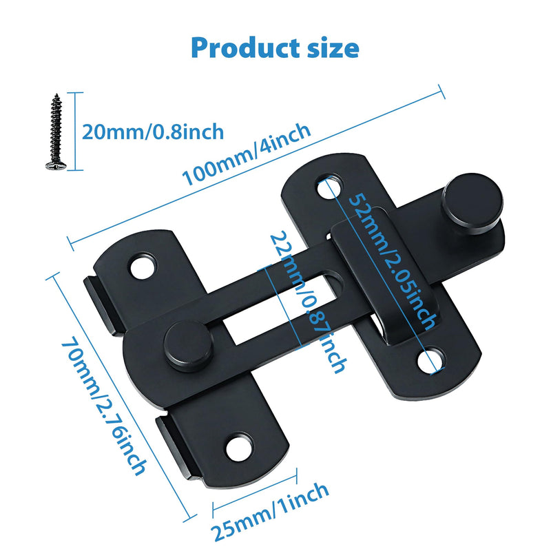Alise Flip Latch Gate Latches Safety Door Lock for Barn Wood Fence Sliding French Doors,Heavy Duty SUS304 Stainless Steel Gate Hardware,Matte Black MS9500-B 4 Inch Matte Black