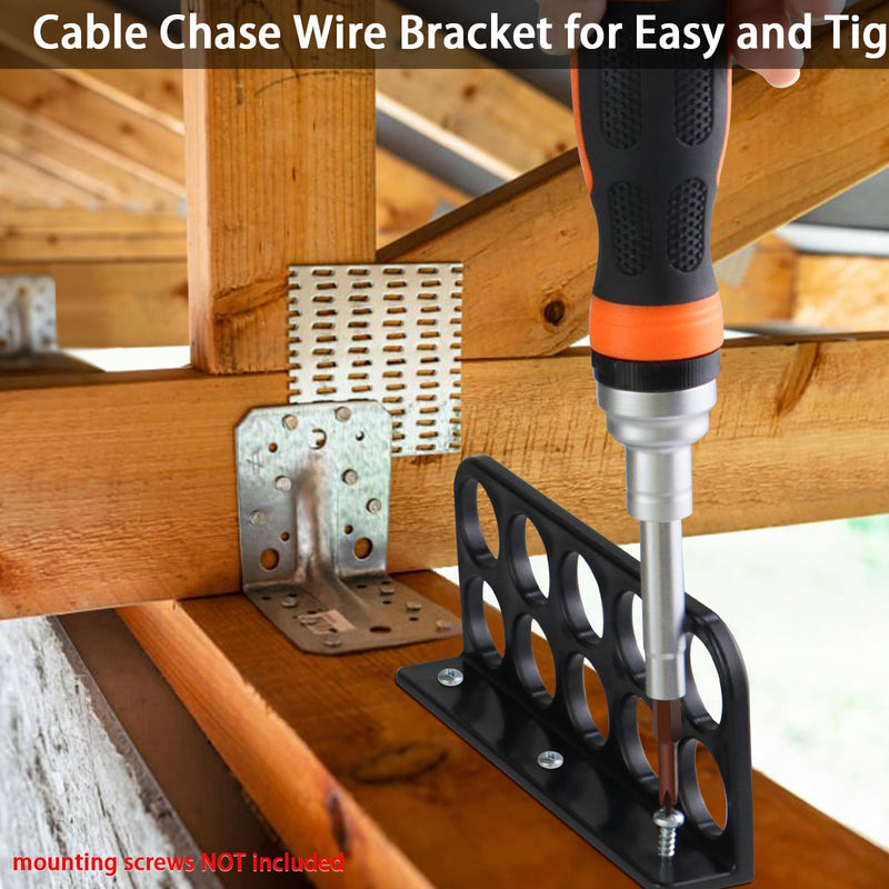 20Pack Cable Chase-Wire Bracket,Cable Support Wire Bracket Holder for NMB Electrical Cord Organized Management,Labor Time Saving,1" with 10-Hole Design Black 20 Pack