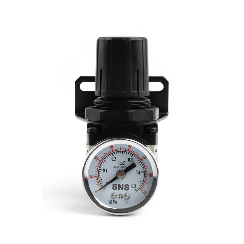 SNS Low Pressure Air Regulator Air Compressor Pressure Regulator With Bracket and Gauge Female Thread 1/4 NPT Adjustable AR2000-N02 (0-40 PSI)