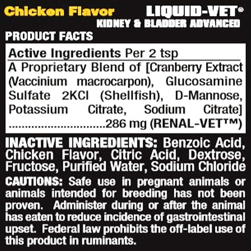 Liquid-Vet Advanced Kidney & Bladder Supplements for Cats with Cranberry + D-Mannose | Cat Kidney Support | Cat Urinary Tract Health Chicken 8 - PawsPlanet Australia