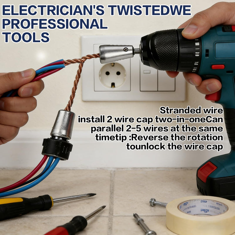 Wire Stripping for Drill, Wire Stripping Tool & Wire Twisting Connector Set, Wire Twister Tool for Drill, 8 in 1 Quickly Drill Wire Stripping Professional Electrician Tools Set（8pcs）